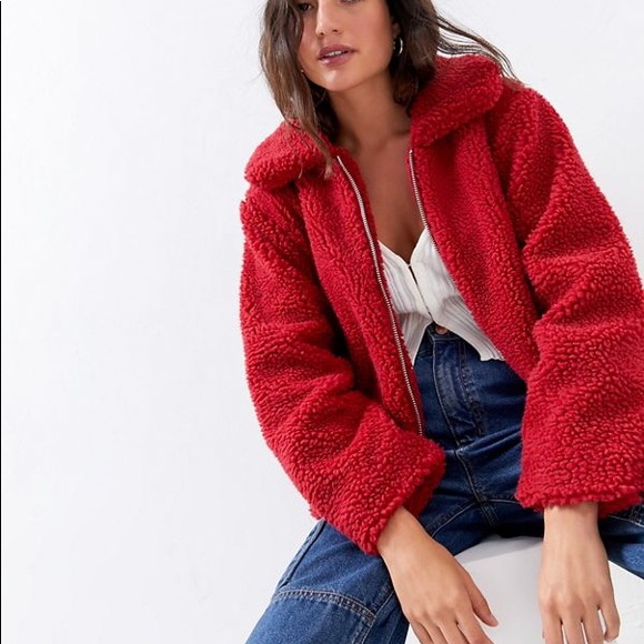 BDG Jackets & Blazers - Red Urban Outfitters BDG teddy coat